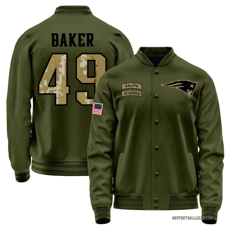 Rushawn Baker Youth Olive New England Patriots Salute to Service Sideline Performance Jacket