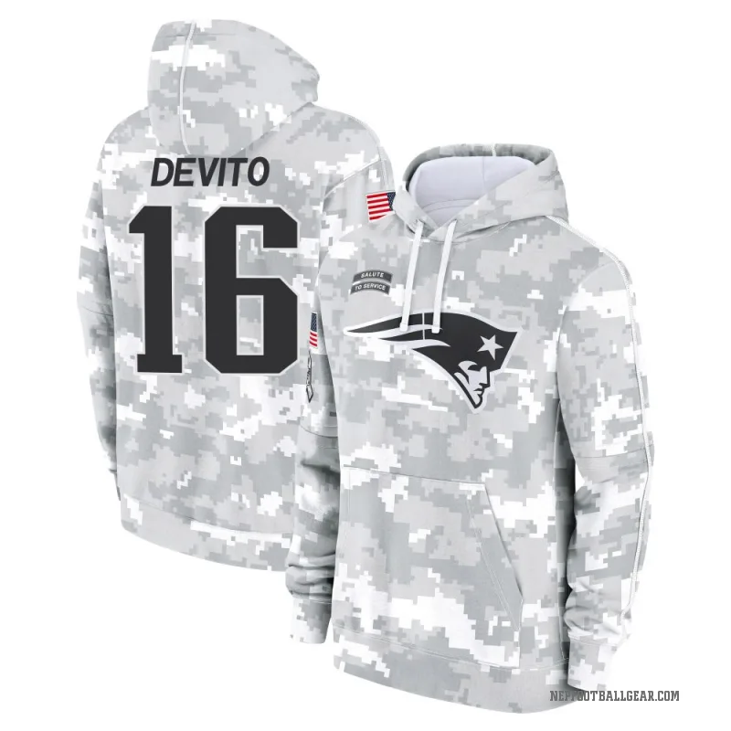 Tommy DeVito Men's Camo New England Patriots Arctic 2024 Salute to Service Club Fleece Pullover Hoodie