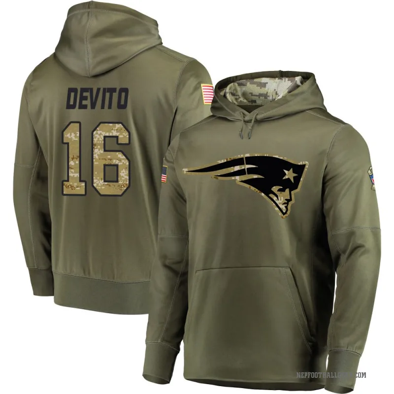 Tommy DeVito Men's Olive New England Patriots Salute to Service Pullover Hoodie