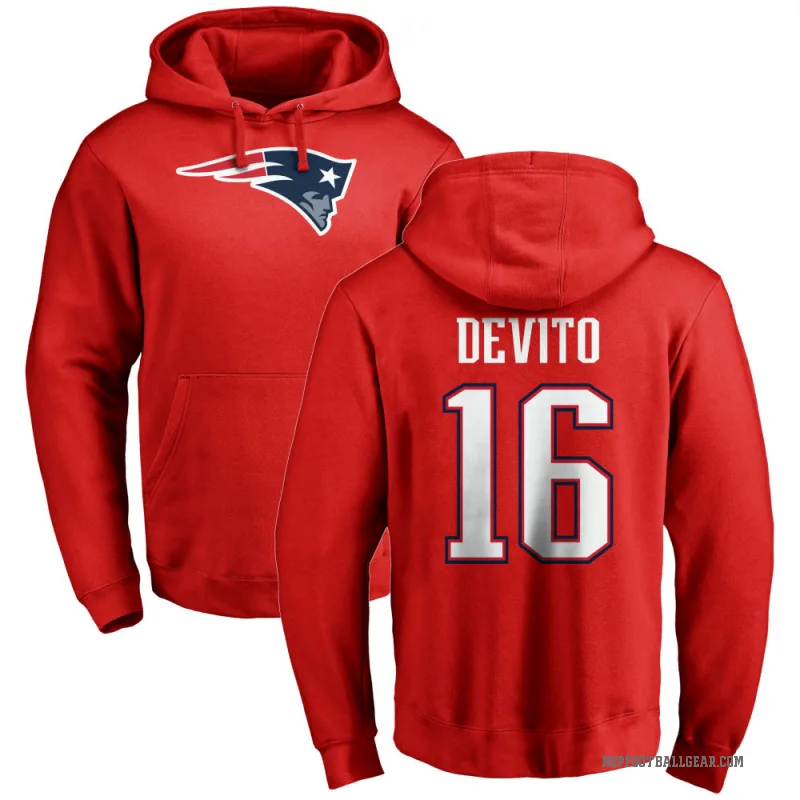 Tommy DeVito Men's Red New England Patriots Pro Line Logo Pullover Hoodie