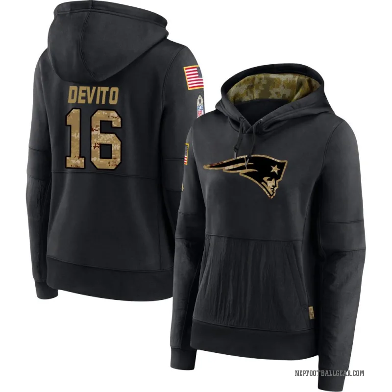 Tommy DeVito Women's Black New England Patriots 2020 Salute to Service Sideline Performance Pullover Hoodie