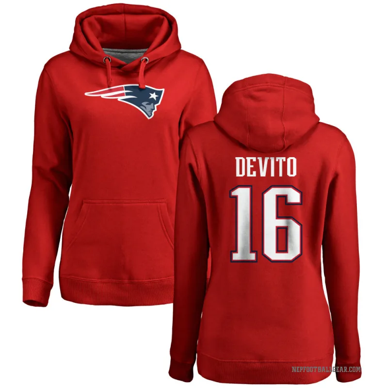 Tommy DeVito Women's Red New England Patriots Pro Line Logo Pullover Hoodie