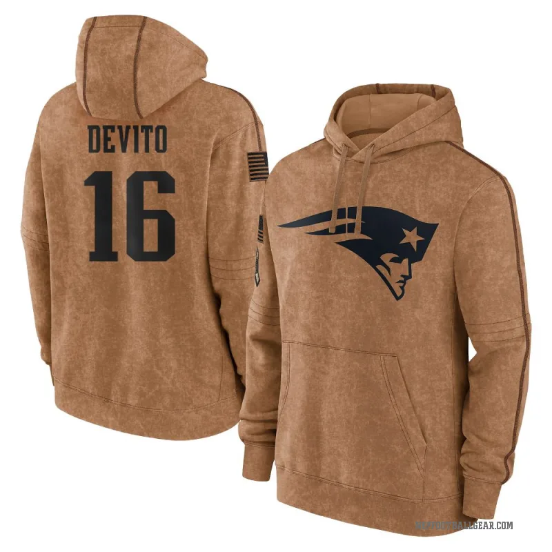 Tommy DeVito Youth Brown New England Patriots 2023 Salute To Service Club Pullover Hoodie