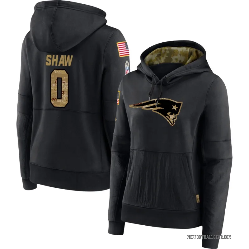 Travis Shaw Women's Black New England Patriots 2020 Salute to Service Sideline Performance Pullover Hoodie
