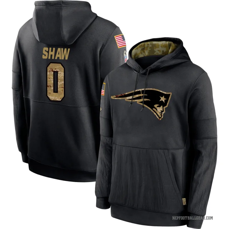 Travis Shaw Youth Black New England Patriots 2020 Salute to Service Sideline Performance Pullover Hoodie