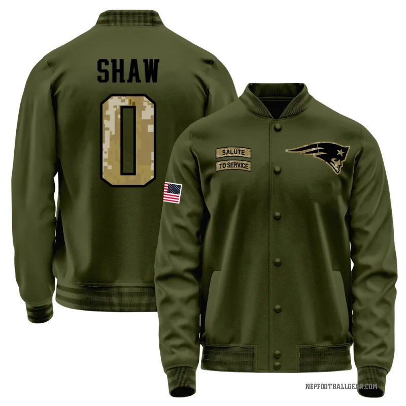 Travis Shaw Youth Olive New England Patriots Salute to Service Sideline Performance Jacket