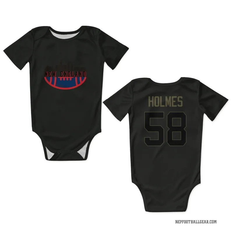 Xavier Holmes  Black New England Patriots  Service Newborn & Infant Bodysuit