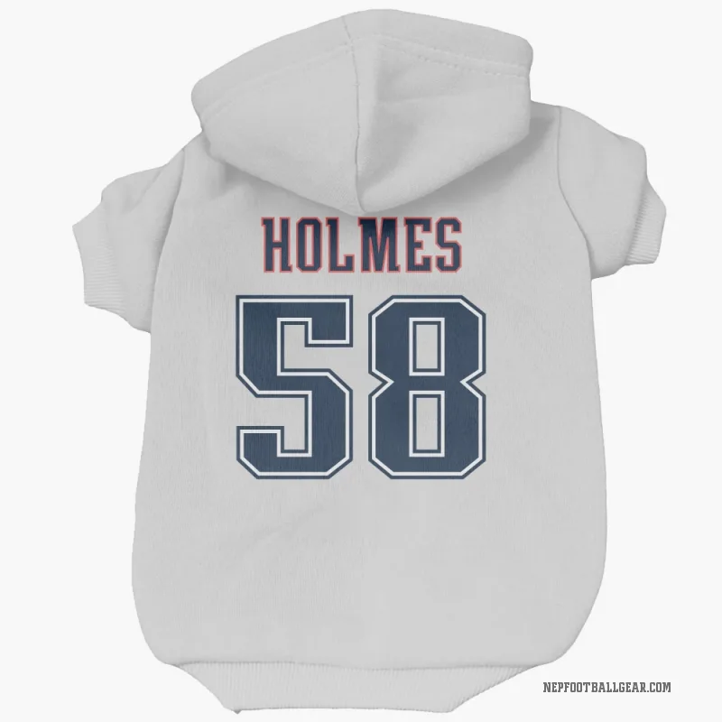 Xavier Holmes  White New England Patriots  Fade Cat & Dog Pet Hoodie