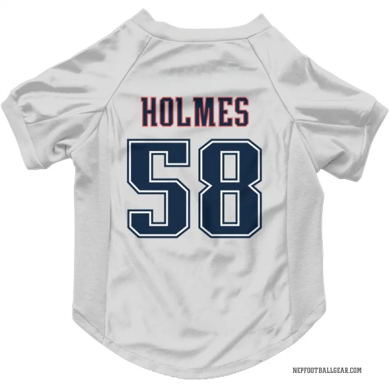 Xavier Holmes  White New England Patriots  Fade Cat & Dog Pet Jersey